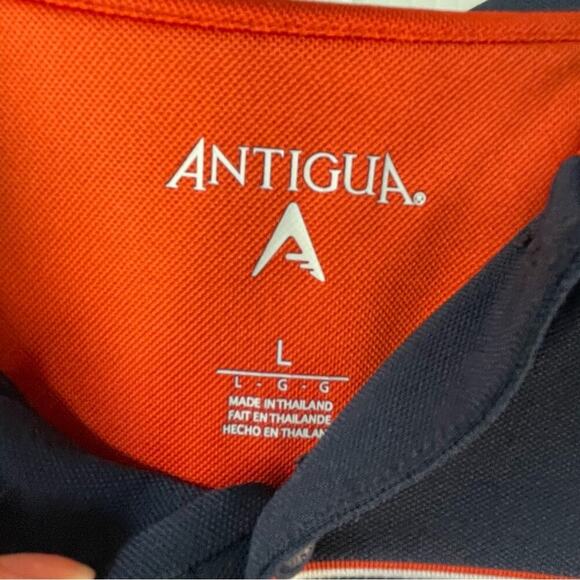 Antigua Chicago Bears logo polo striped collared navy and orange size LG  men’s - Picture 4 of 7